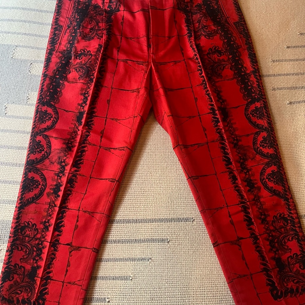 Dolce & Gabbana Red and Black Printed Men's Pants